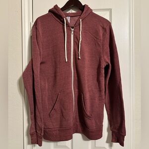 Alternative - Men's Burgundy  Full Zip Hoodie Sweatshirt, Size X-Large